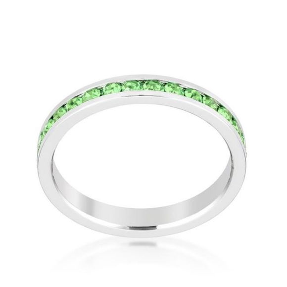 Jewelry - Stackable Peridot Swarovski Crystals Eternity Ring August Birthstone New